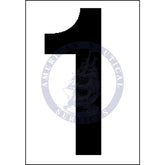 Placard Number 1: White Vinyl - 3.5 Inch